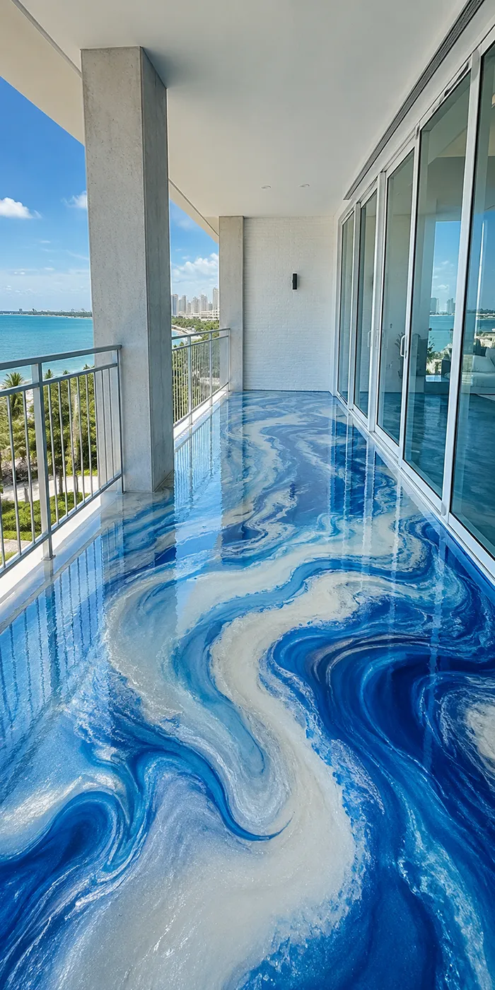 Metallic epoxy floor with custom luxury finish
